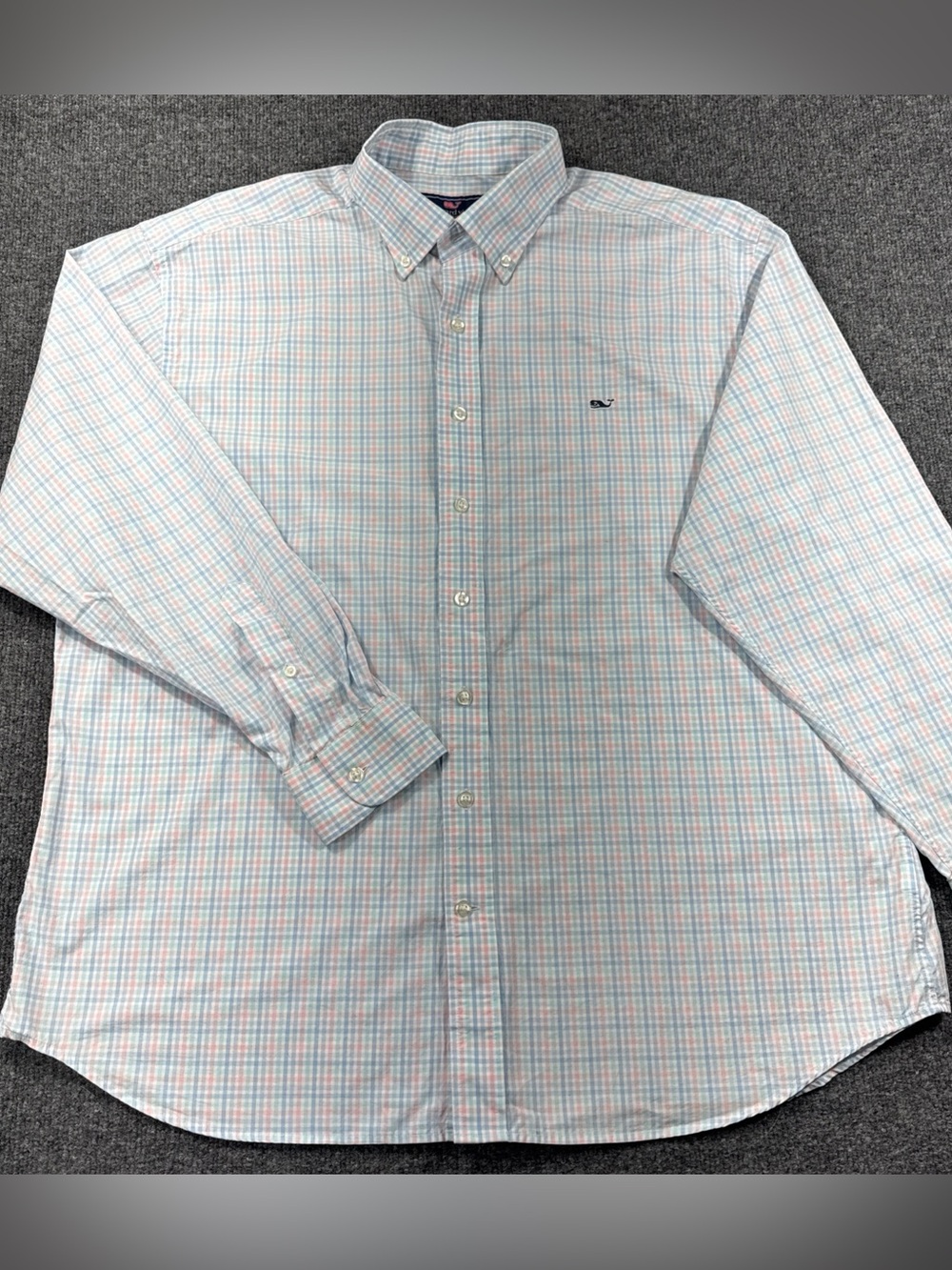 Vineyard Vines Whale Shirt Long Sleeve Button Down Pink & Blue Men’s XXL